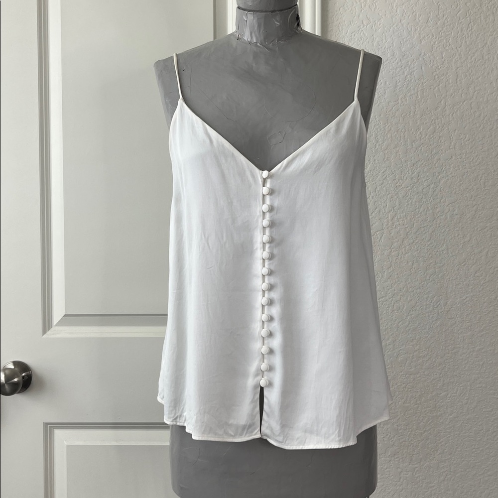 Massimo Dutti Covered Button V Neck Silky Layered Tank